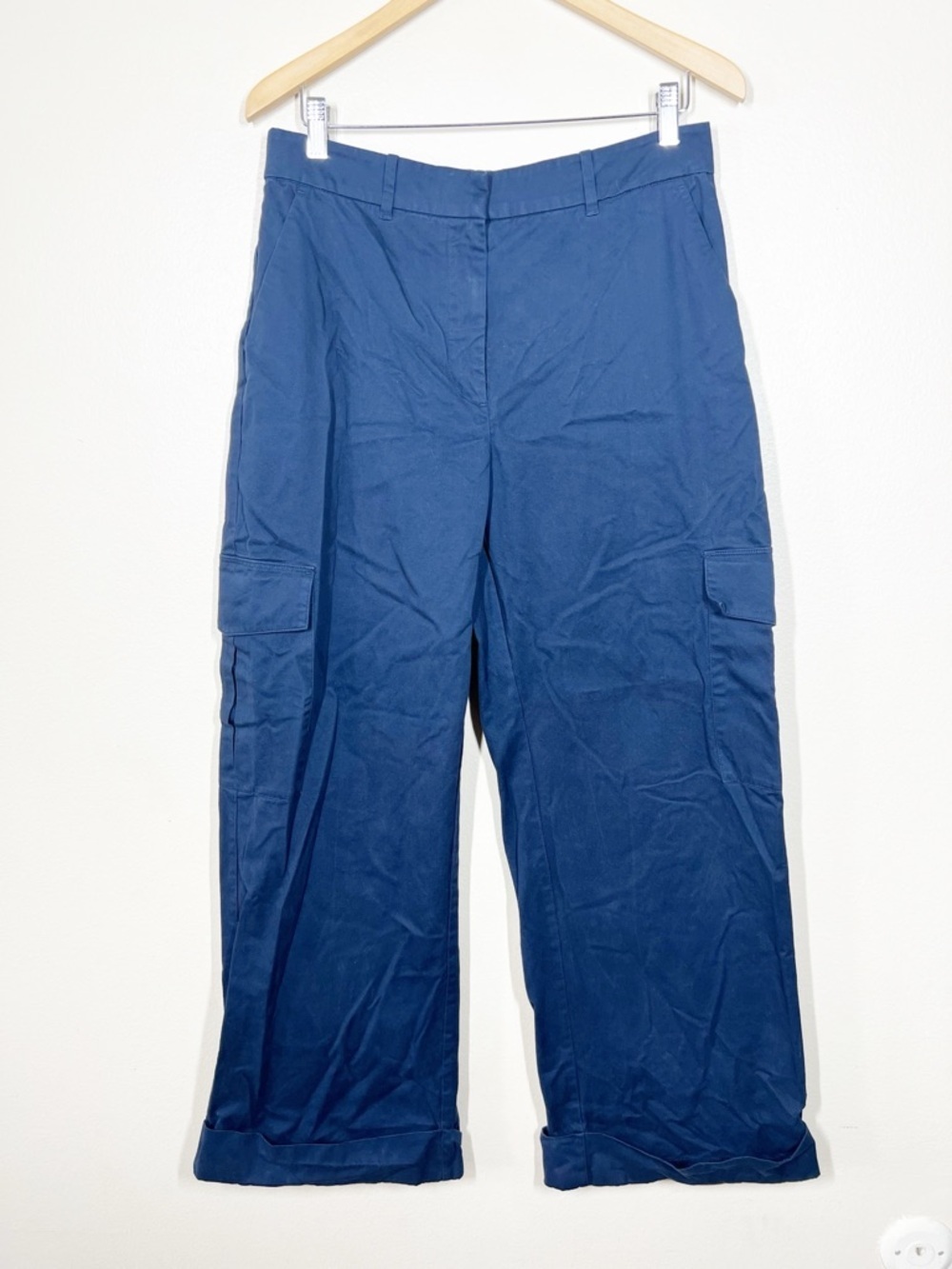 Abercrombie & Fitch Womens Casual Navy Blue Wide Leg Cargo Pants Size Medium